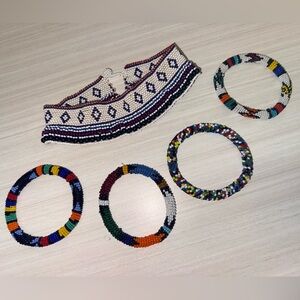 Colorful Beaded Bracelets and Necklace Set